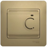 Терморегулятор механический с датчиком с рамкой Systeme Electric Glossa 0С+50С титан картинка